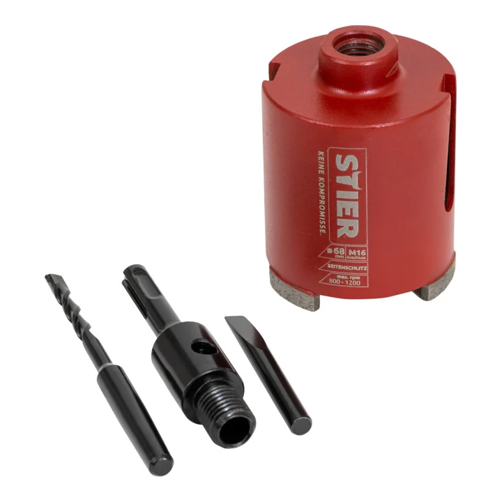 STIER Dosensenker-Satz M16 SDS | 68 mm | für Steckdosen und Verteilerdosen | hohe Haltbarkeit | Bohrkrone | Dosenbohrer