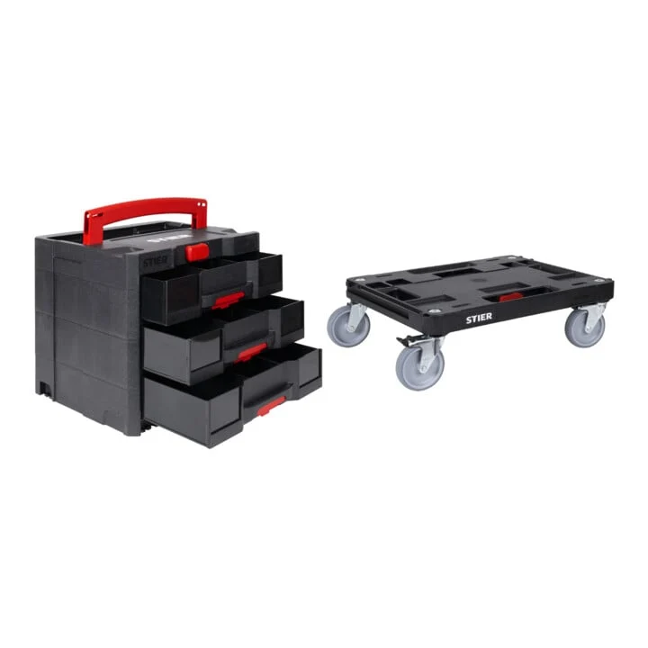 Set STIER Sortainer T-Loc IV/3 BLACK-Edition + STIER Systainer-Rollbrett RB BLACK-Edition