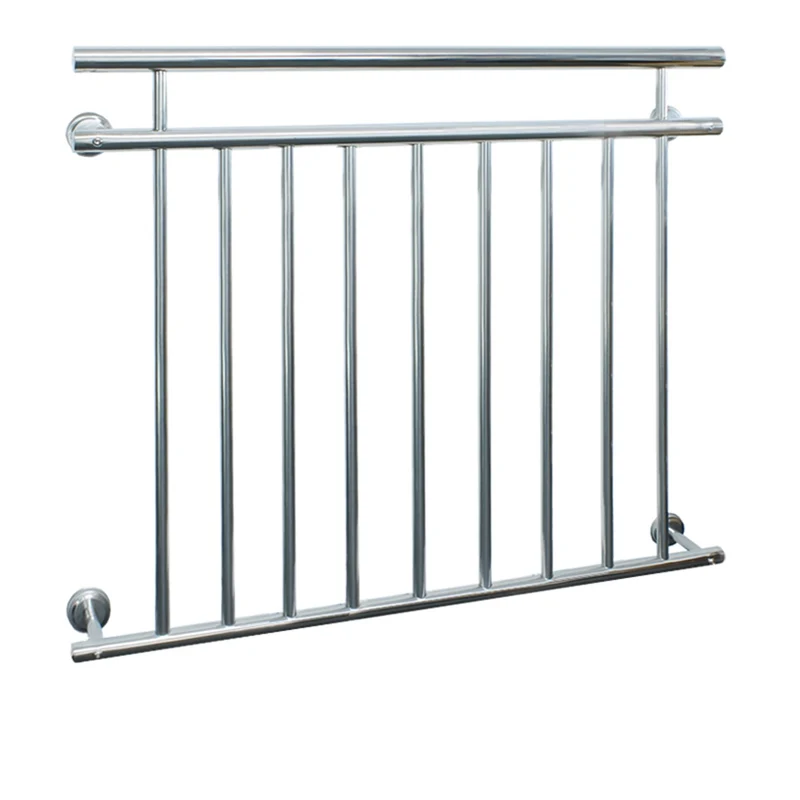 B-Ware Französischer Balkon glänzend 90x128 cm mit 9 Füllstäben aus Edelstahl