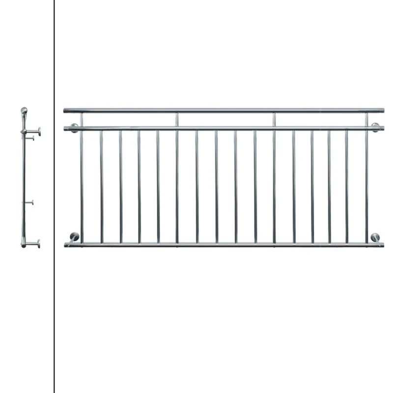B-Ware Französischer Balkon glänzend 90x225 cm mit 16 Füllstäben aus Edelstahl
