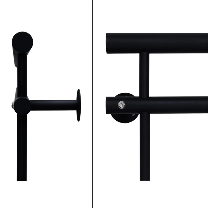 B-Ware Französischer Balkon Schwarz 184x90 cm mit 14 Füllstäben aus pulverbeschichtetem Stahl