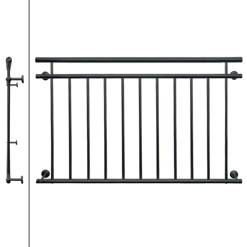 Französischer Balkon Brüstungsgeländer 156x90 cm Anthrazit mit 11 Füllstäben aus pulverbeschichtetem Stahl