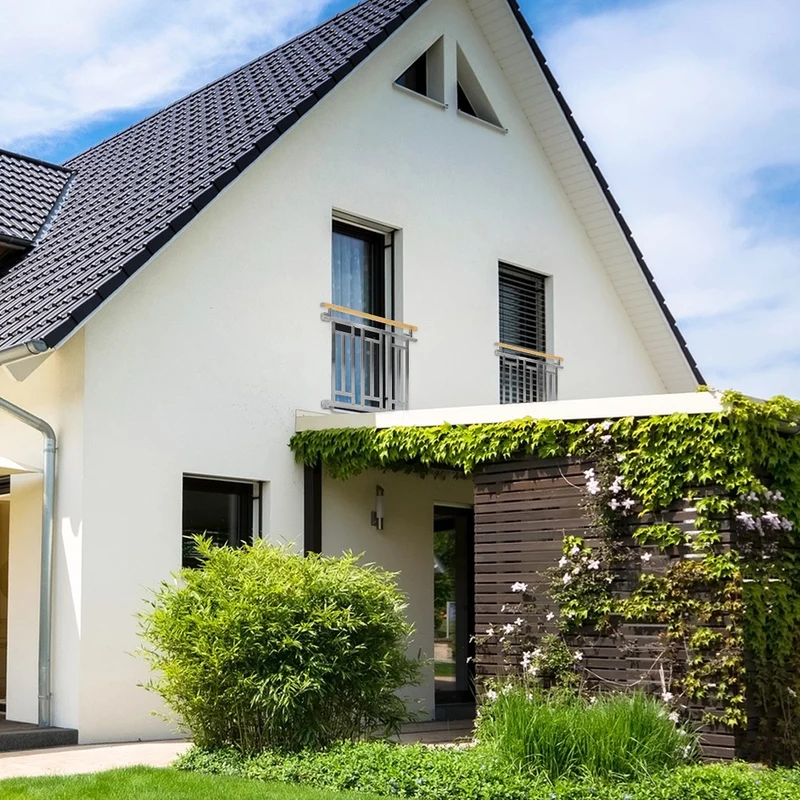 Französischer Balkon Silber 90x100 cm mit 3 Füllelementen, Holzoptik aus Edelstahl