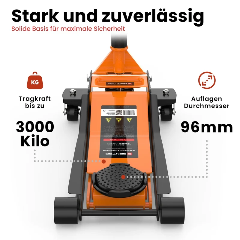 Wagenheber 3T hydraulisch & flach - Orange