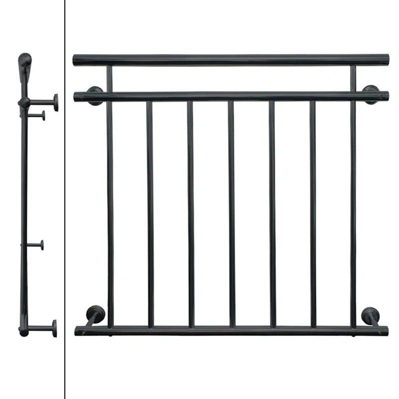 Französischer Balkon Brüstungsgeländer 100x90 cm Anthrazit mit 7 Füllstäben aus pulverbeschichtetem Stahl