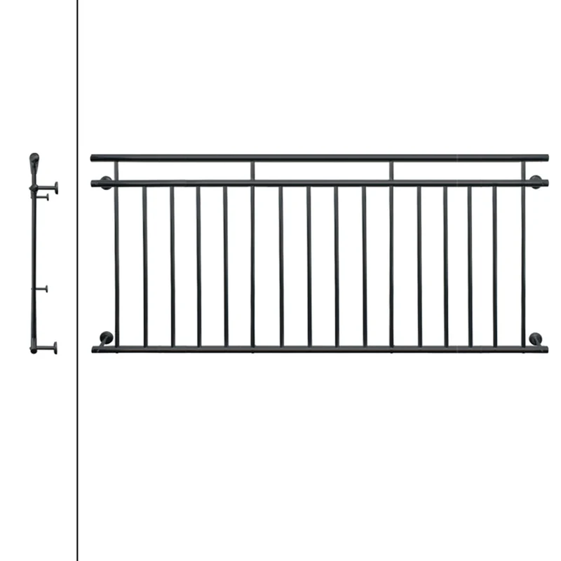 Französischer Balkon Brüstungsgeländer 225x90 cm Anthrazit mit 16 Füllstäben aus pulverbeschichtetem Stahl