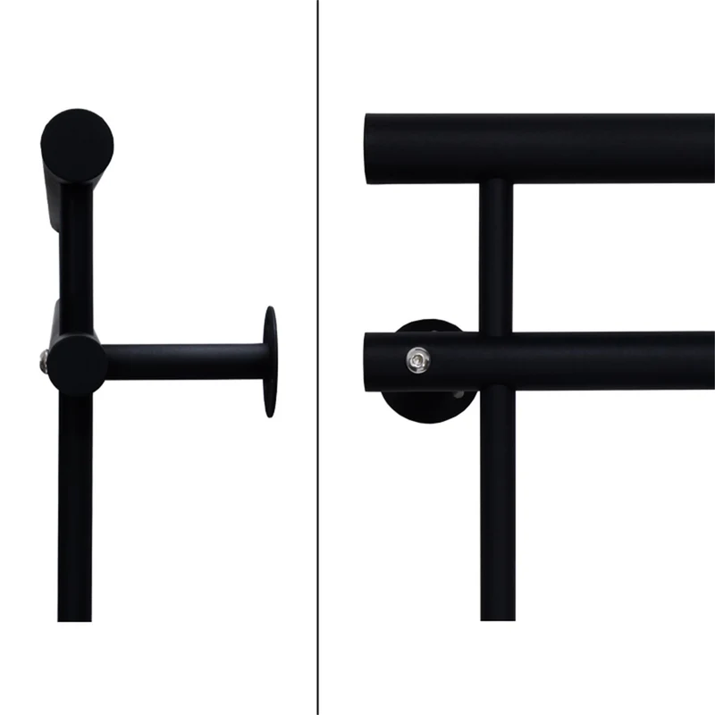 Französischer Balkon Schwarz 225x90 cm mit 16 Füllstäben aus pulverbeschichtem Stahl