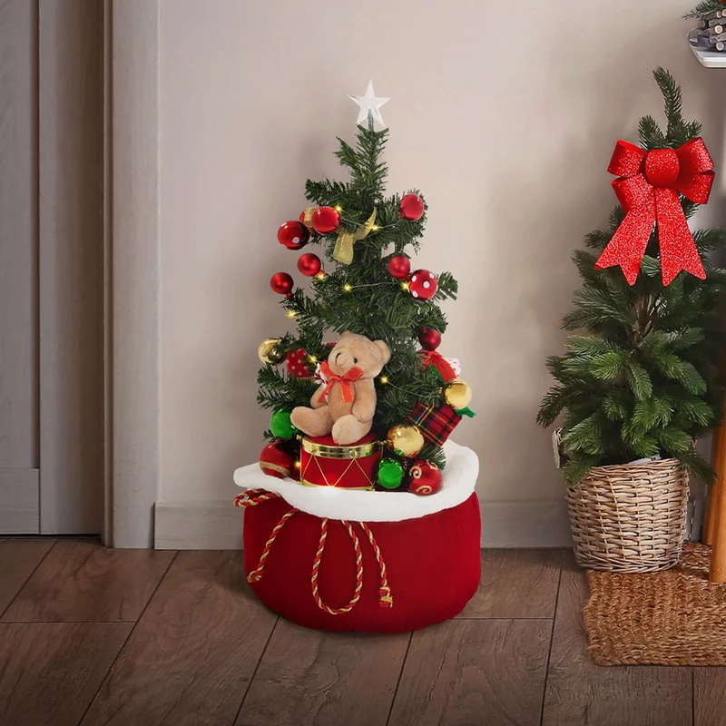 ECD GERMANY | Künstlicher Mini-Weihnachtsbaum mit Beleuchtung Ø34x60 cm Weihnachtsdeko Innen LED-Tannenbaum mit Lichterkette Christbaum