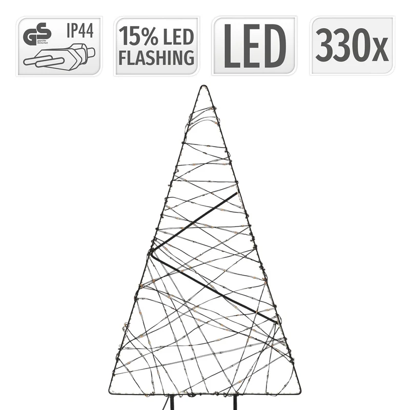 ECD Germany | LED Weihnachtsbaum 56 cm Metall Warmweiß Weihnachtsdeko mit Lichterkette Leuchtbaum auf Ständer Weihnachtsbeleuchtung Innen 330 LED