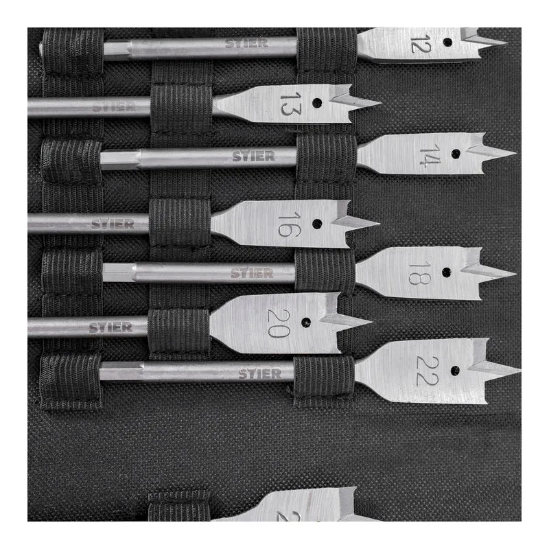 STIER Flachfräsbohrer 13-teiliges Set 10 - 32 mm 1/4 Zoll griffbereit in
