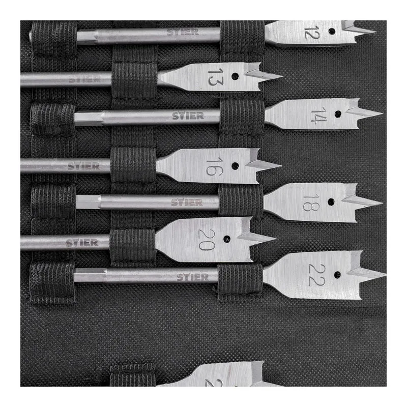 STIER Flachfräsbohrer 13-teiliges Set 10 - 32 mm 1/4 Zoll griffbereit in