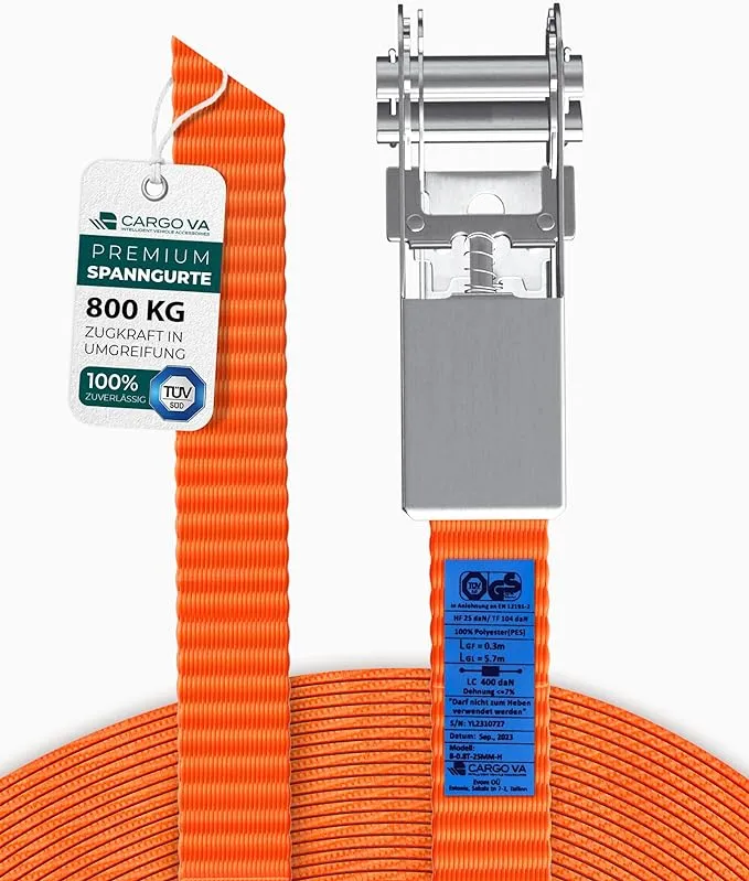 CargoVA Spanngurte - 800KG - 4/6/10M - [Mit / Ohne Haken]
