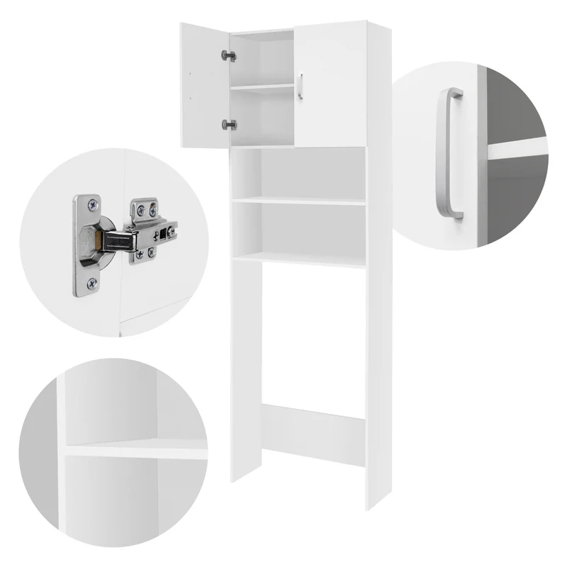 Waschmaschinenschrank mit zwei Türen 190x63 cm Weiß