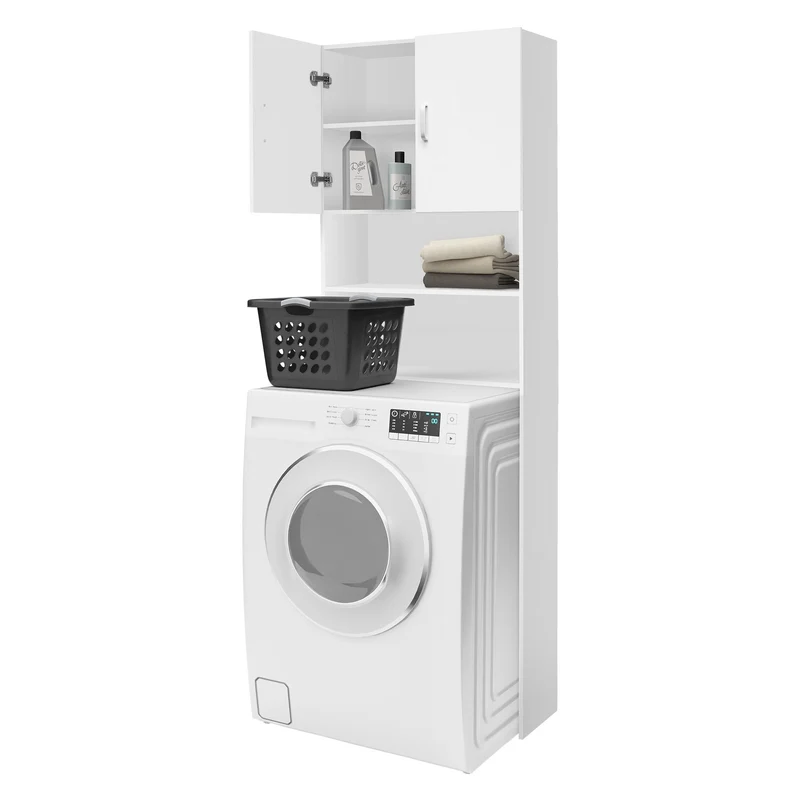 Waschmaschinenschrank mit zwei Türen 190x63 cm Weiß