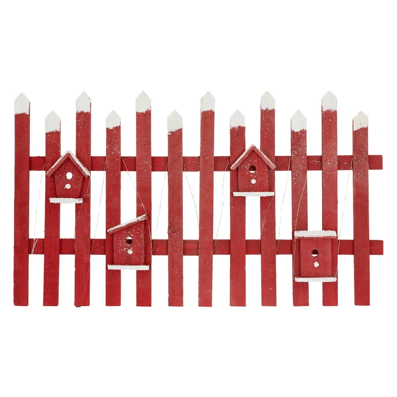 ECD Germany | LED Weihnachtszaun aus Holz, Weihnachtsdeko, Mini Gartenzaun beleuchtet, Mini-Lattenzaun