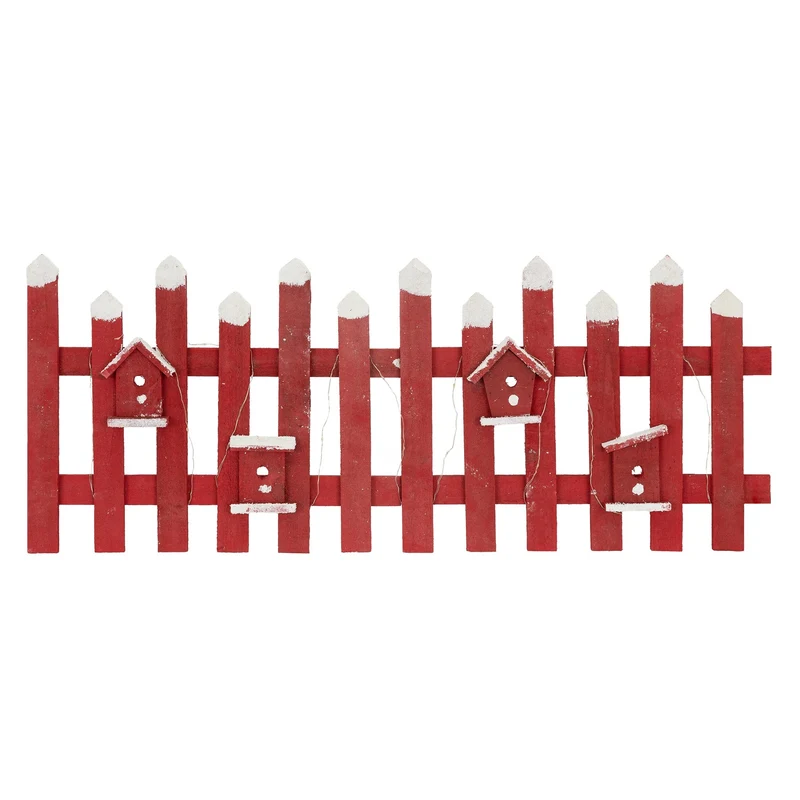 ECD Germany | LED Weihnachtszaun aus Holz, Weihnachtsdeko, Mini Gartenzaun beleuchtet, Mini-Lattenzaun