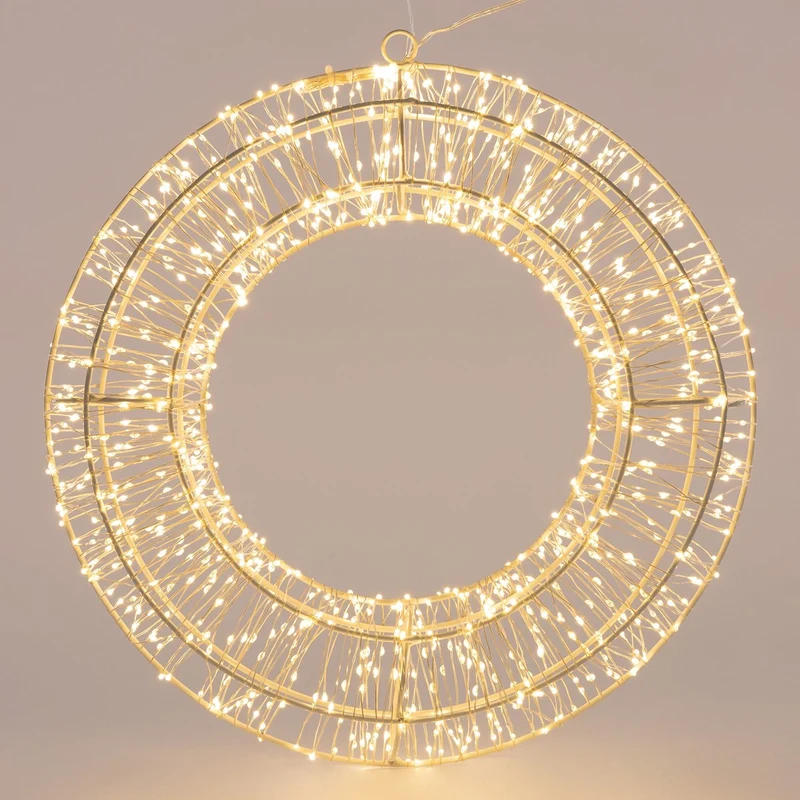 ECD Germany | LED Weihnachtkranz Warmweiß LED's inkl. Timer Weihnachtsbeleuchtung Weihnachtsdeko