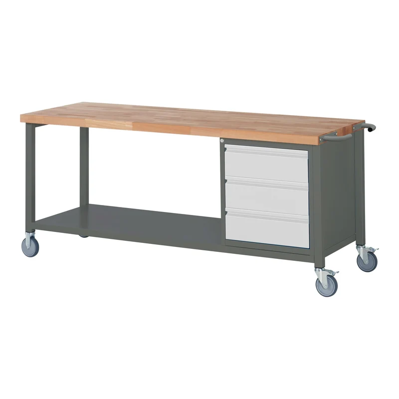 STIER Fahrbare Werkbank Premium mit 3 Schubladen BxTxH 1500x700x880 mm