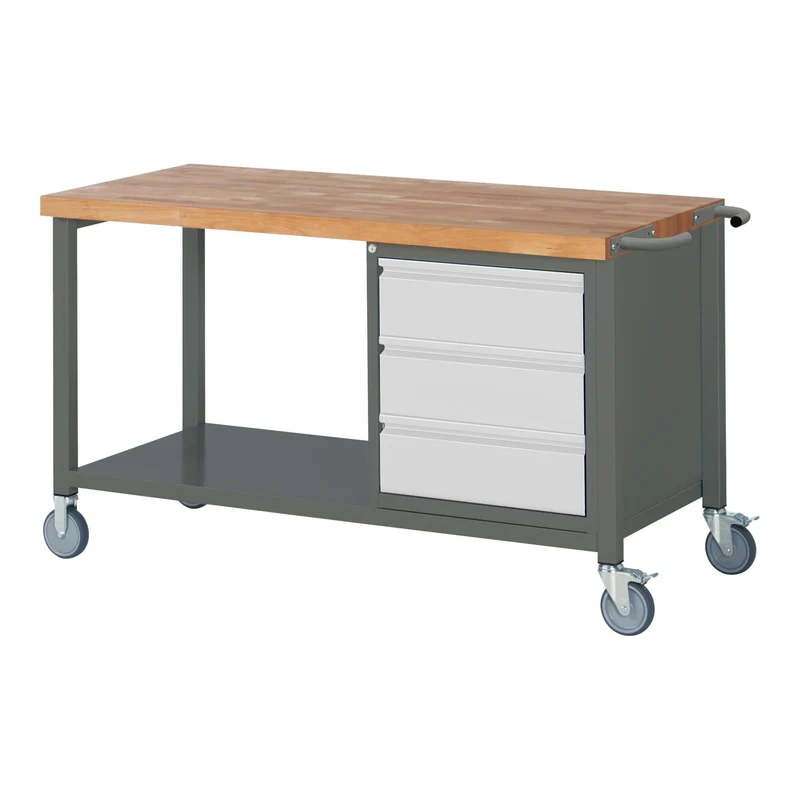 STIER Fahrbare Werkbank Premium mit 3 Schubladen BxTxH 1500x700x880 mm