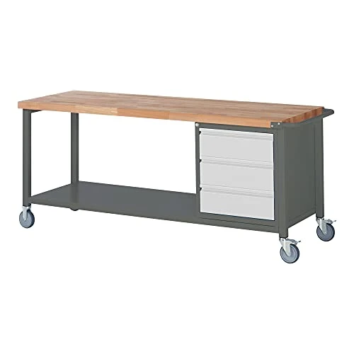 STIER Fahrbare Werkbank Premium mit 3 Schubladen BxTxH 1500x700x880 mm