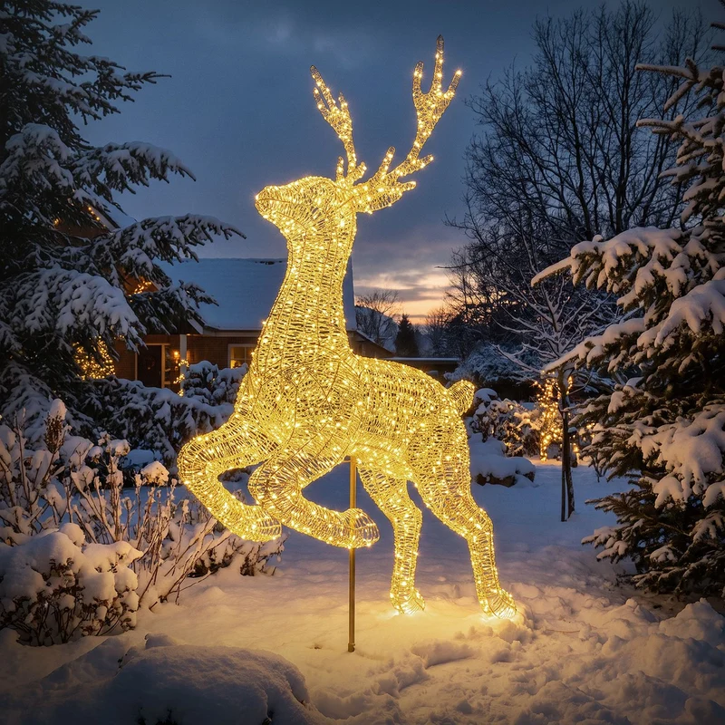 ECD Germany | LED Rentier Outdoor XXL Metall Gold Weihnachtsdeko Weihnachtsbeleuchtung Beleuchtete Weihnachtsfigur groß Warmweiß