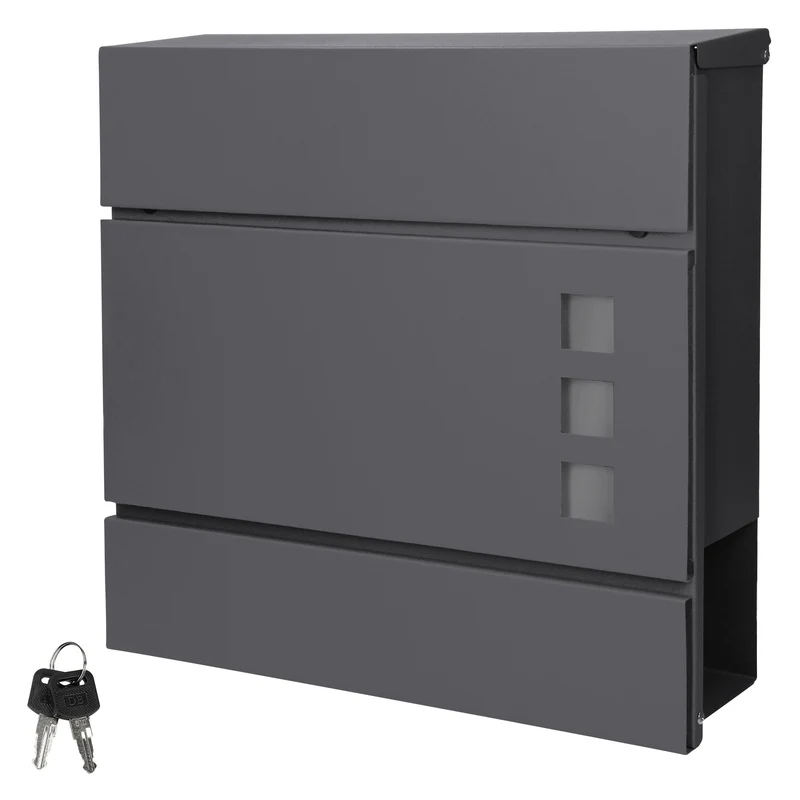 ML-Design | Briefkasten mit Zeitungsfach 37x10,5x36,5 cm aus Stahl Moderner Design