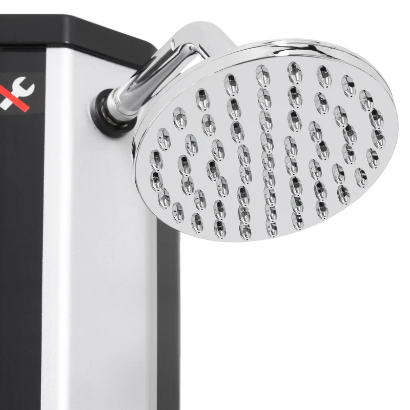 B-Ware Solardusche 35L mit Fußdusche und Regenduschkopf Silber/Schwarz aus PVC verchromt