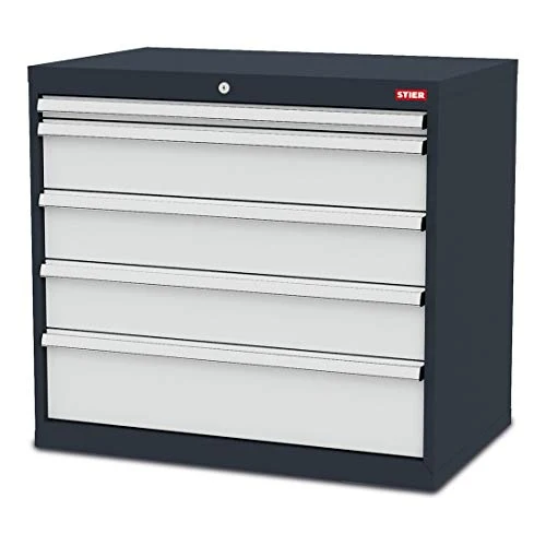 STIER Schubladenschrank mit 5 Schubladen | BxTxH 900x575x820 mm | Gesamttragkraft 1000kg | Blendenhöhen 50 bis 200mm