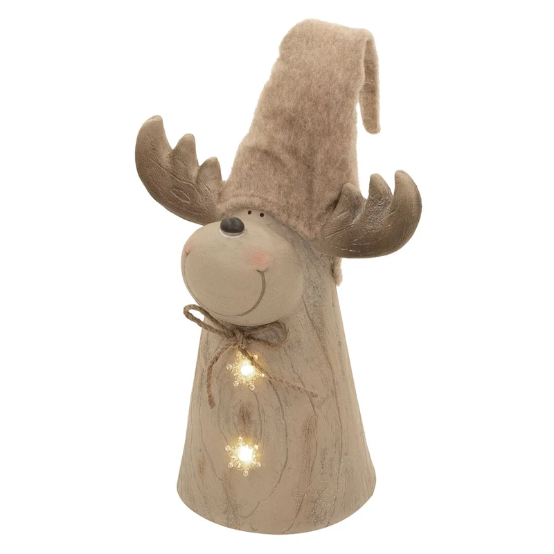 ECD GERMANY | Weihnachtselch-Figur mit LED-Beleuchtung 45-63 cm Braun Weihnachtsdeko Innen LED-Rentier Weihnachtsfigur Batteriebetrieben Dekofigur