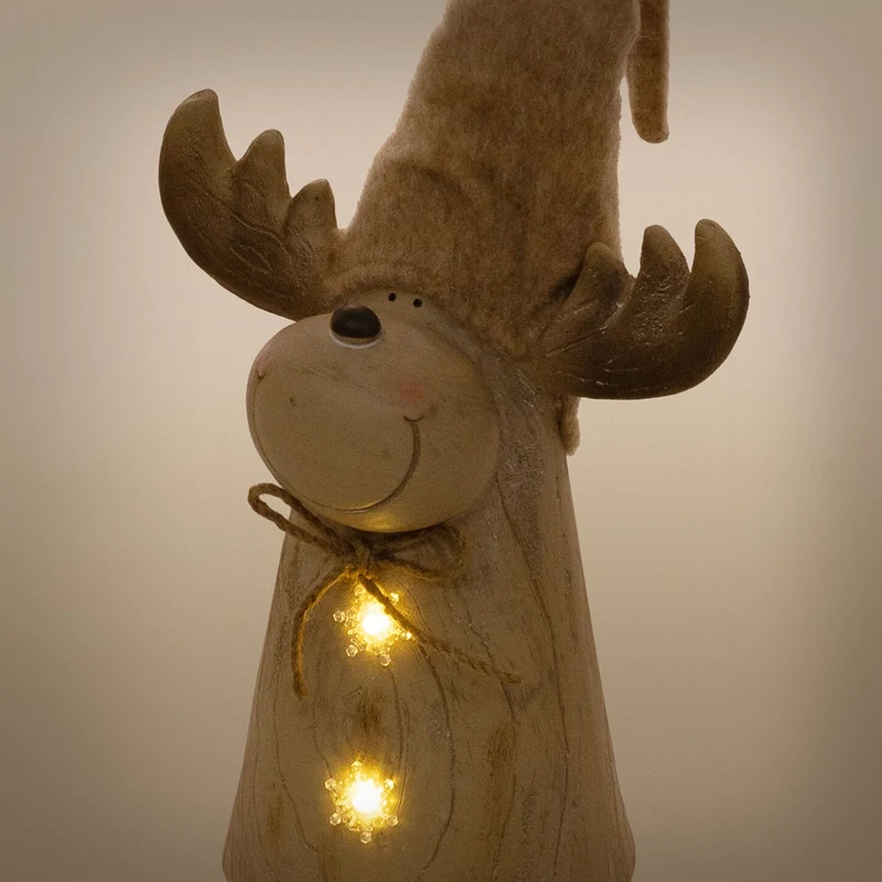 ECD GERMANY | Weihnachtselch-Figur mit LED-Beleuchtung 45-63 cm Braun Weihnachtsdeko Innen LED-Rentier Weihnachtsfigur Batteriebetrieben Dekofigur