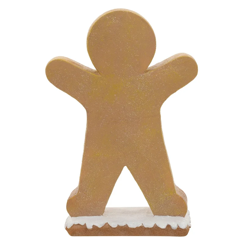 ECD GERMANY | Lebkuchenmann-Figur mit LED-Beleuchtung 75 cm, Braun, Weihnachtsdeko Innen, Lebkuchenfigur mit Fliege, Weihnachtsfigur Batteriebetrieben