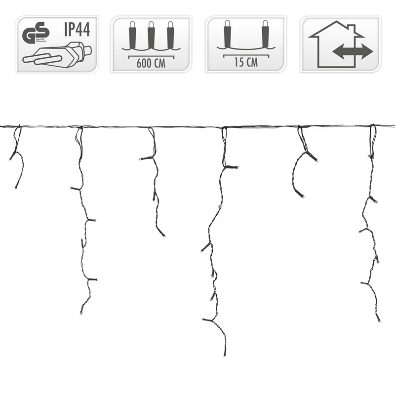 ECD Germany | LED Lichtervorhang IP44 LED Weihnachtsbeleuchtung Weihnachtsdeko Lichterkette Innen/Außen Clusterlichterkette