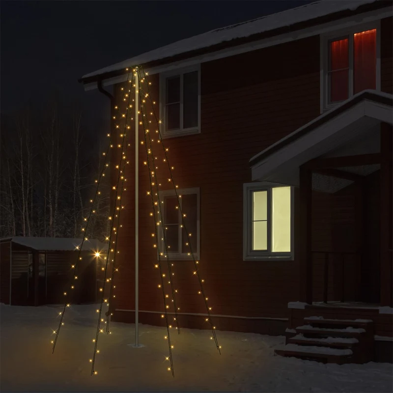 ECD Germany | LED Lichterkette Fahnenmastbeleuchtung Warmweiß Weihnachtsbeleuchtung Weihnachtsdeko