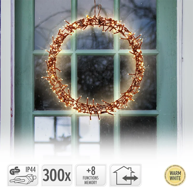 ECD Germany | LED Weihnachtskranz, aus Metall, Warmweiß Kranz Lichterkranz Weihnachtsdeko mit Lichterkette Weihnachtsbeleuchtung Außen