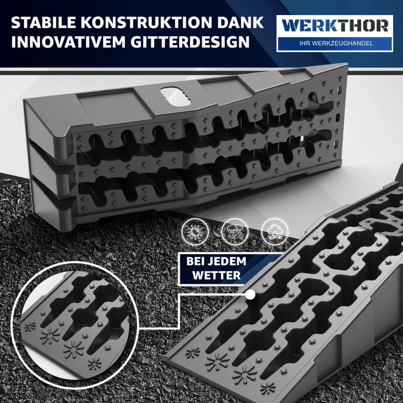 KFZ Rampe [2er Set] - Auffahrrampen für maximalen Halt bis [<3t] von Werkthor