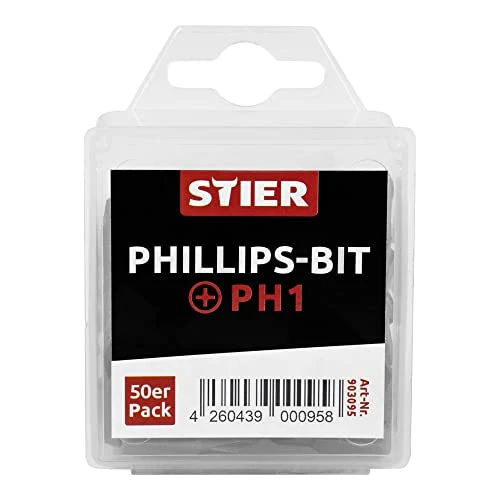 STIER Phillips-Bit-Großpackung PH1 bis PH2 50 Stk Antrieb 1/4 25 mm Länge