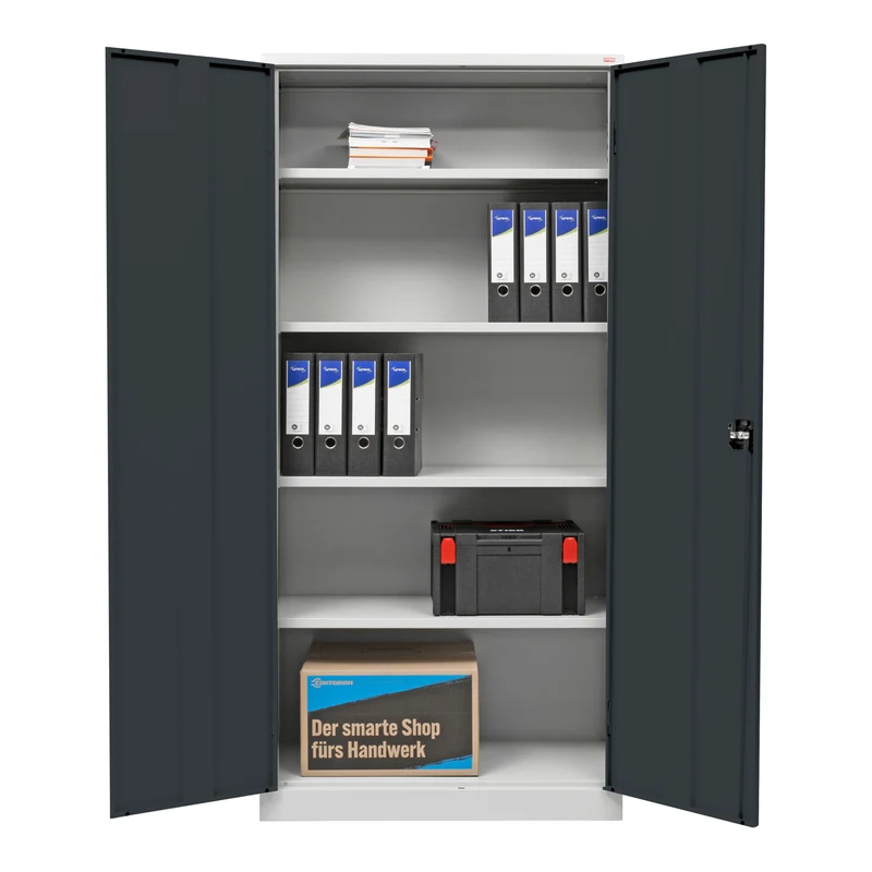 STIER Universalschrank mit 4 Fachböden à 40kg Tragkraft | 1950x920x420mm | verschließbar | anthrazitgrau | verschweißt