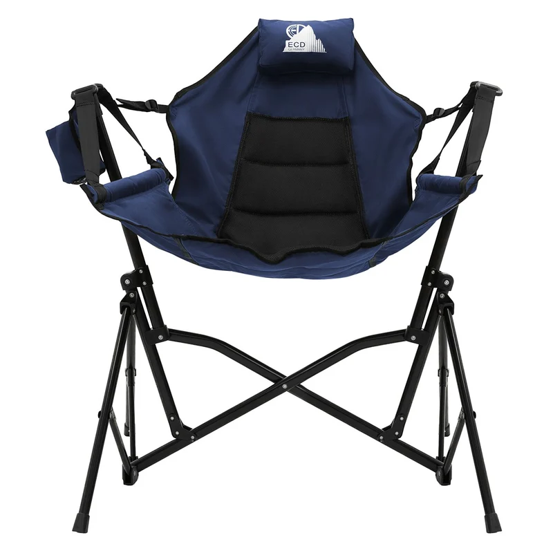 ECD GERMANY | Campingstuhl faltbar mit Stahlgestell Schaukelstuhl bis 150 kg Angelstuhl Klappstuhl verstellbare Rückenlehne Faltstuhl Outdoor