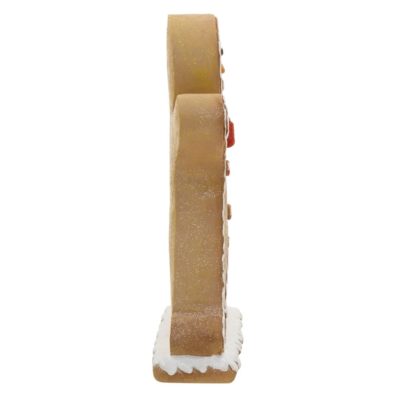 ECD GERMANY | Lebkuchenmann-Figur mit LED-Beleuchtung Braun, Weihnachtsdeko Innen, Lebkuchenfigur, Weihnachtsfigur Batteriebetrieben