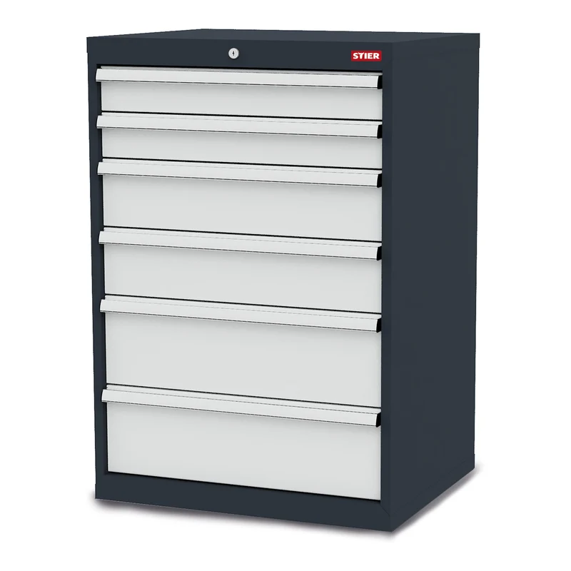 STIER Schubladenschrank mit 6 Schubladen BxTxH 600x575x1020 mm
