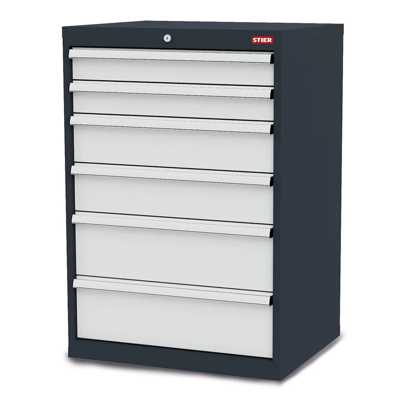 STIER Schubladenschrank mit 6 Schubladen BxTxH 600x575x1020 mm