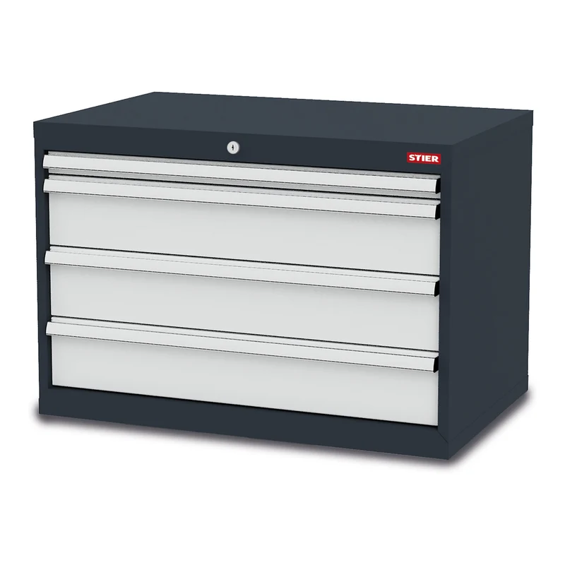 STIER Schubladenschrank mit 4 Schubladen BxTxH 600x575x620 mm, anthrazitgrau/lichtgrau, RAL 7016 / RAL 7035