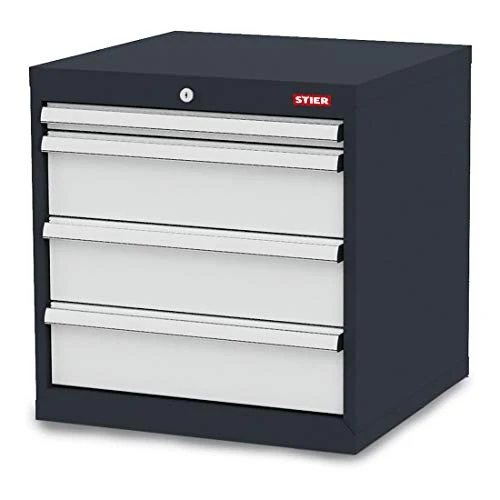 STIER Schubladenschrank mit 4 Schubladen BxTxH 600x575x620 mm, anthrazitgrau/lichtgrau, RAL 7016 / RAL 7035