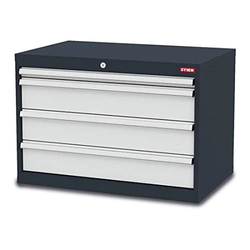STIER Schubladenschrank mit 4 Schubladen BxTxH 600x575x620 mm, anthrazitgrau/lichtgrau, RAL 7016 / RAL 7035
