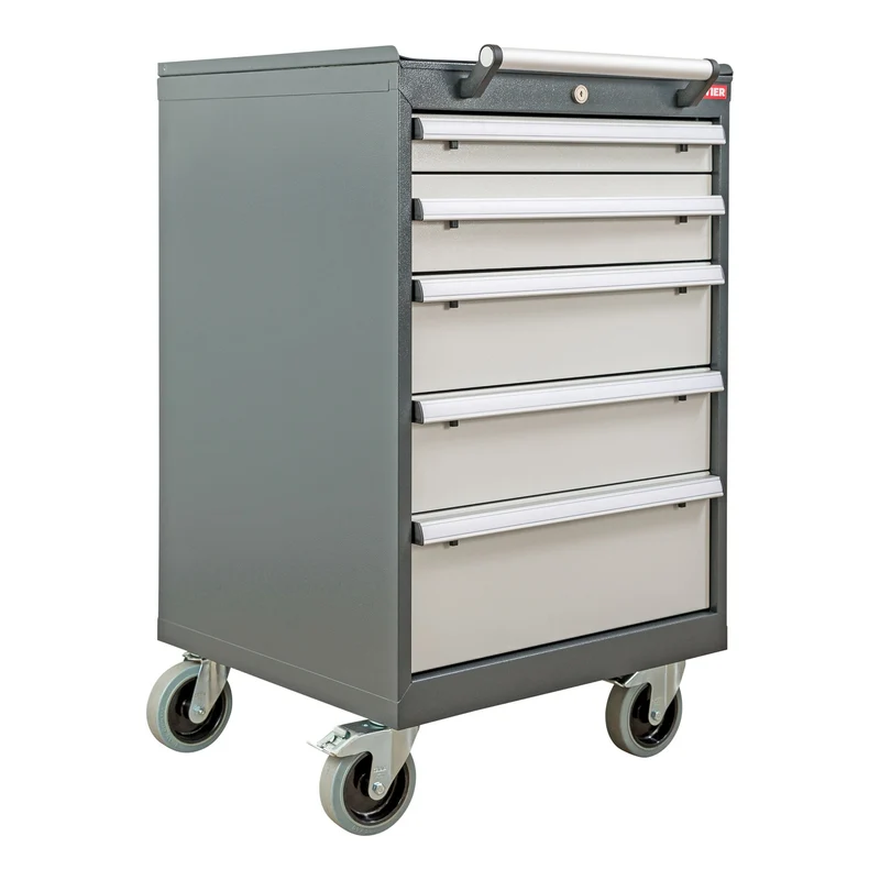 STIER Mobiler Schubladenschrank mit 6 Schubladen BxTxH 600x575x1090 mm, anthrazitgrau/lichtgrau, RAL 7016 / RAL 7035