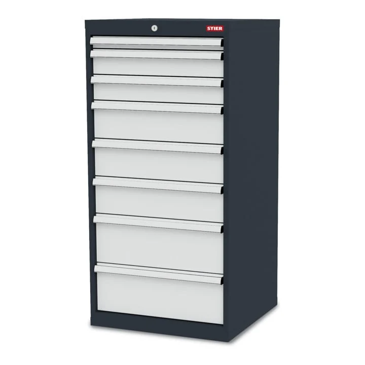 STIER Schubladenschrank mit 8 Schubladen BxTxH 600x575x1220 mm