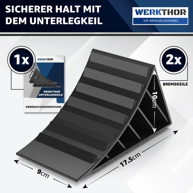 Unterlegkeile mit Griff [2er Set] - Unterlegkeile Anhänger bis 1600kg Achslast von Werkthor