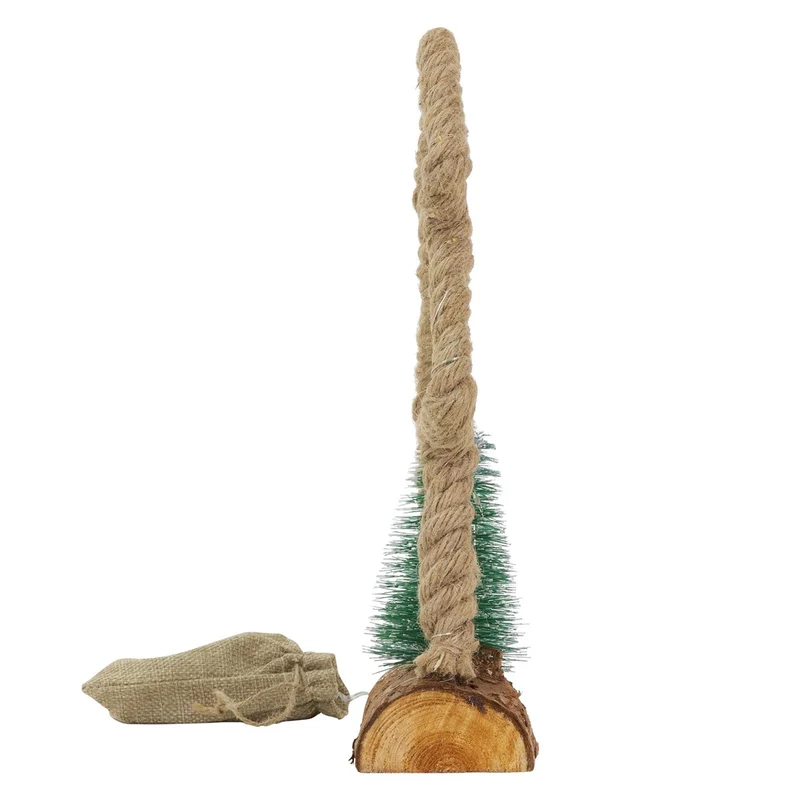 ECD Germany | LED Jute Stern aus Seil, Weihnachtsdeko mit warmweißen LEDs, 3 Tannen und Jutesäckchen, Batteriebetrieb mit Timer