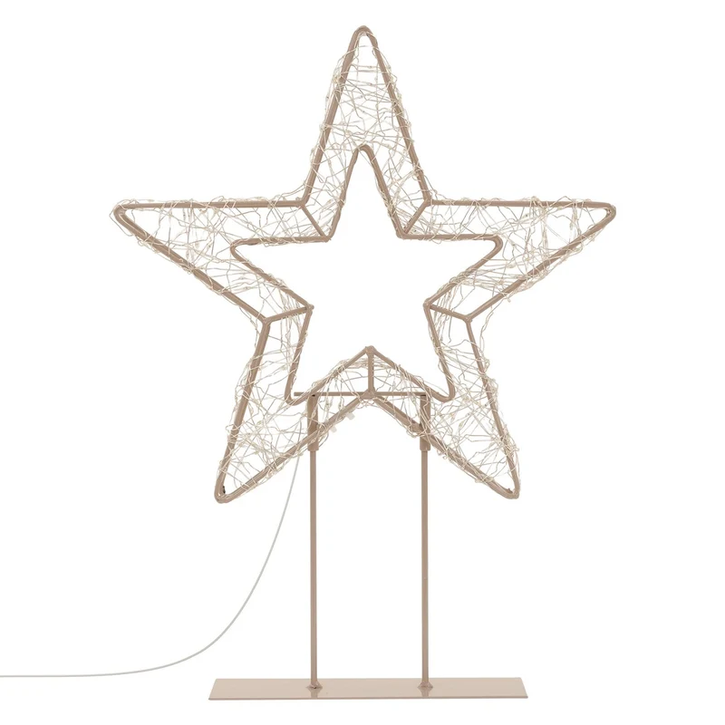 ECD Germany | LED Weihnachtsstern auf Sockel 37 cm Warmweiß Stern Leuchtstern Weihnachtsdeko mit Lichterkette Weihnachtsbeleuchtung Außen mit Timer