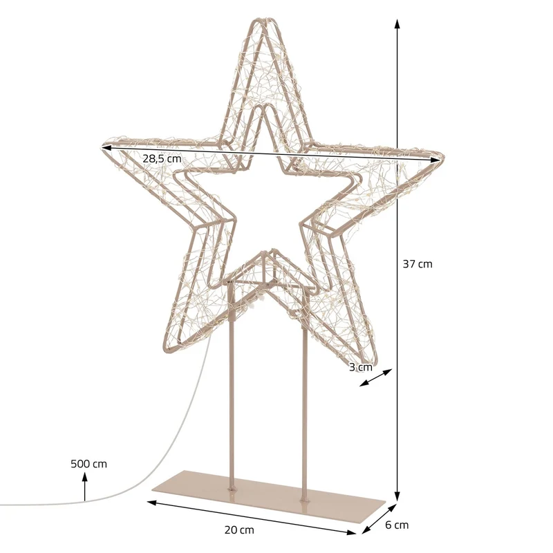 ECD Germany | LED Weihnachtsstern auf Sockel Warmweiß Stern Leuchtstern Weihnachtsdeko mit Lichterkette Weihnachtsbeleuchtung Außen mit Timer